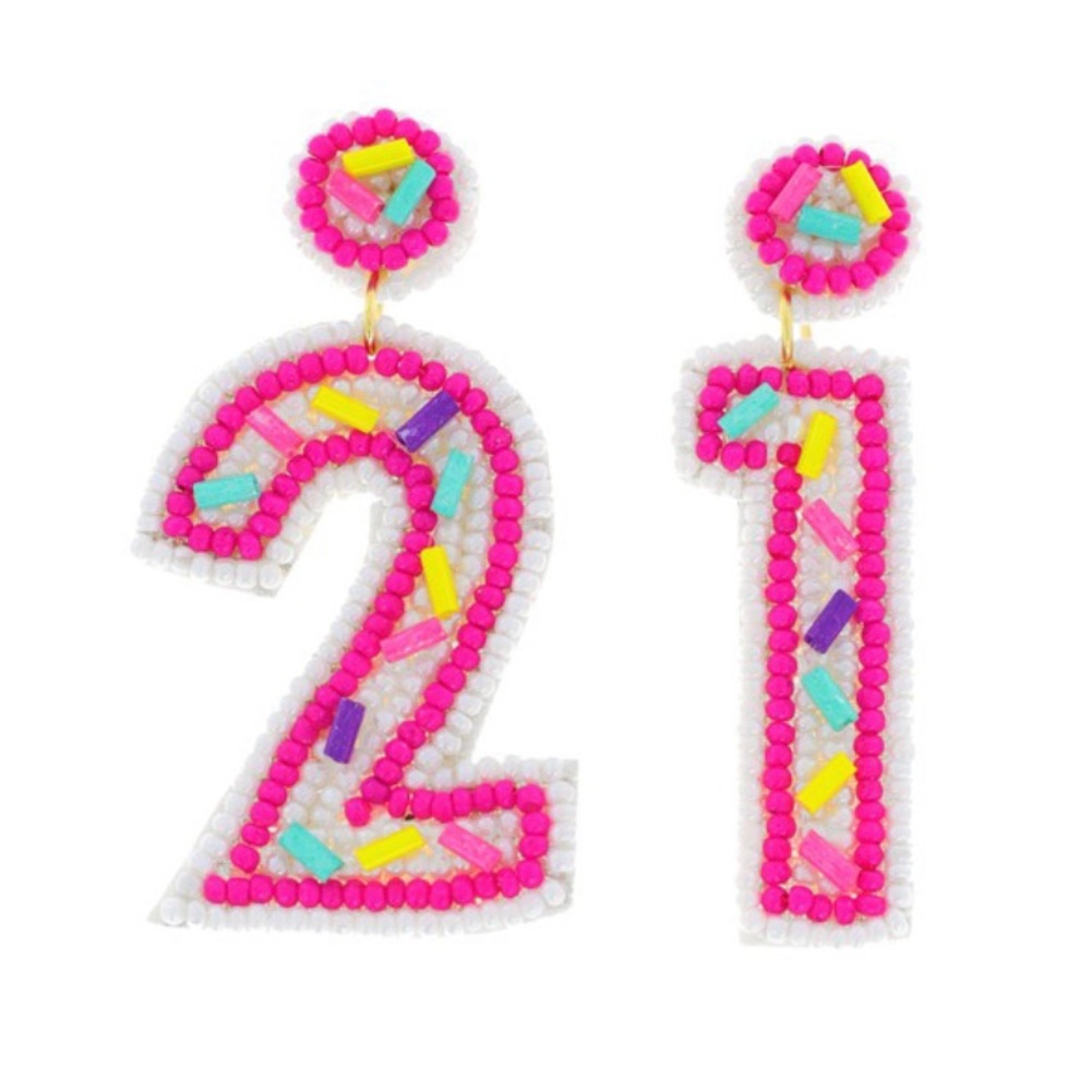 21st birthday beaded party earrings